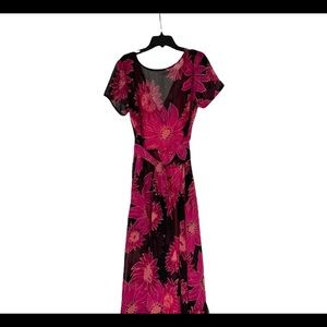 Together Floral fuchsia and black maxi dress